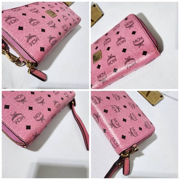 Authentic MCM Visetos Zip Around Wallet Pink - Picture 6 of 13